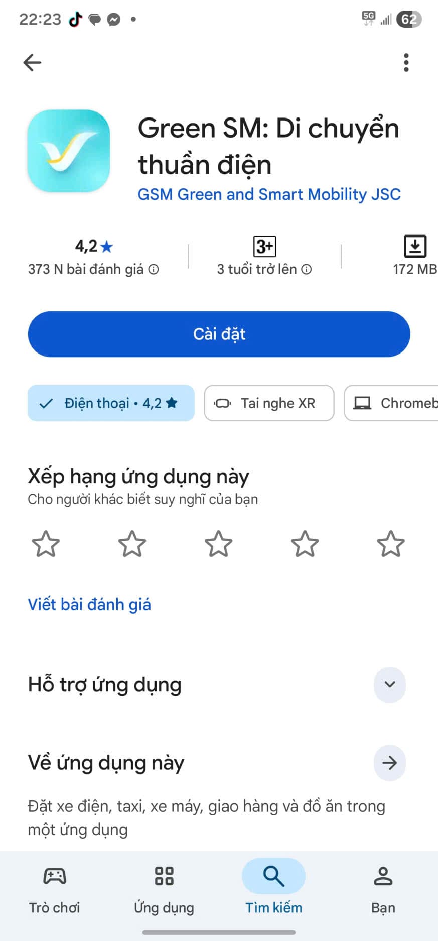 App Green SM — Ứng dụng XanhSM đặt xe điện tại Cần Thơ